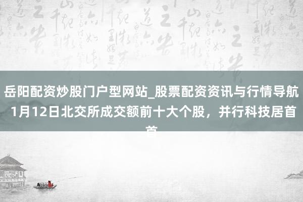 岳阳配资炒股门户型网站_股票配资资讯与行情导航 1月12日北交所成交额前十大个股，并行科技居首